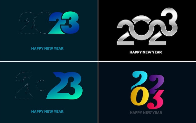 Бесплатное векторное изображение Большой набор 2023 с новым годом черный логотип дизайн текста 20 23 номер шаблона дизайна коллекция символов 2023 с новым годом новый год векторная иллюстрация