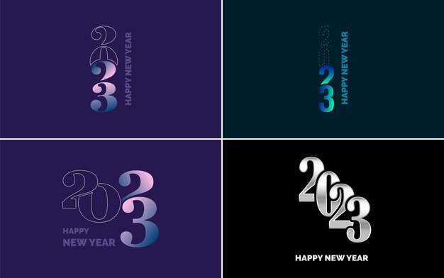 Big set 2023 Happy New Year black logo text design 20 23 number design template Collection of symbols of 2023 Happy New Year New Year Vector illustration