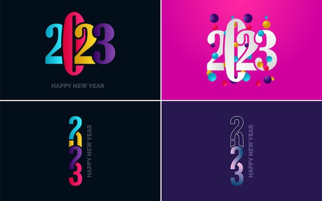 Big Set of 2023 Happy New Year logo text design 2023 number design template Collection of 2023 Happy New Year symbols New Year Vector illustration