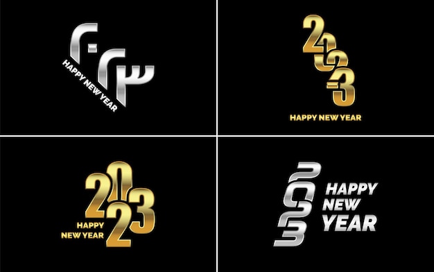 Free vector big set of 2023 happy new year logo text design 2023 number design template collection of 2023 happy new year symbols new year vector illustration