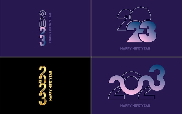 Big Set of 2023 Happy New Year logo text design 2023 number design template Collection of 2023 Happy New Year symbols New Year Vector illustration