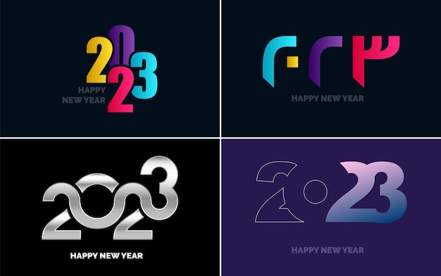 Vettore gratuito grande set di 2023 felice anno nuovo logo testo design 2023 numero modello di progettazione raccolta di 2023 felice anno nuovo simboli capodanno illustrazione vettoriale