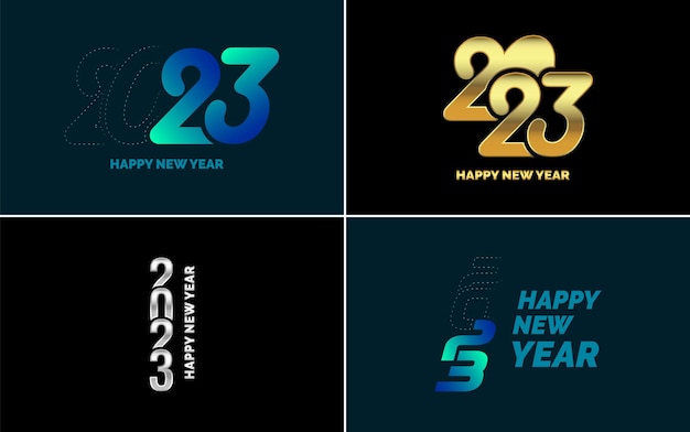 Vettore gratuito grande set di 2023 felice anno nuovo logo testo design 2023 numero modello di progettazione raccolta di 2023 felice anno nuovo simboli capodanno illustrazione vettoriale