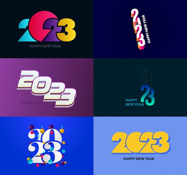 Vettore gratuito grande set di 2023 happy new year logo text design 2023 numero modello di progettazione vector new year illustration