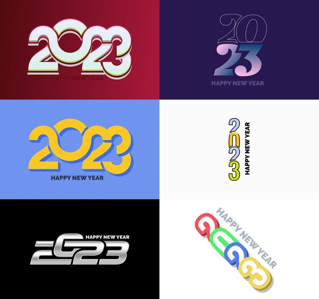 Big Set of 2023 Happy New Year logo text design 2023 number design template Vector New Year Illustration