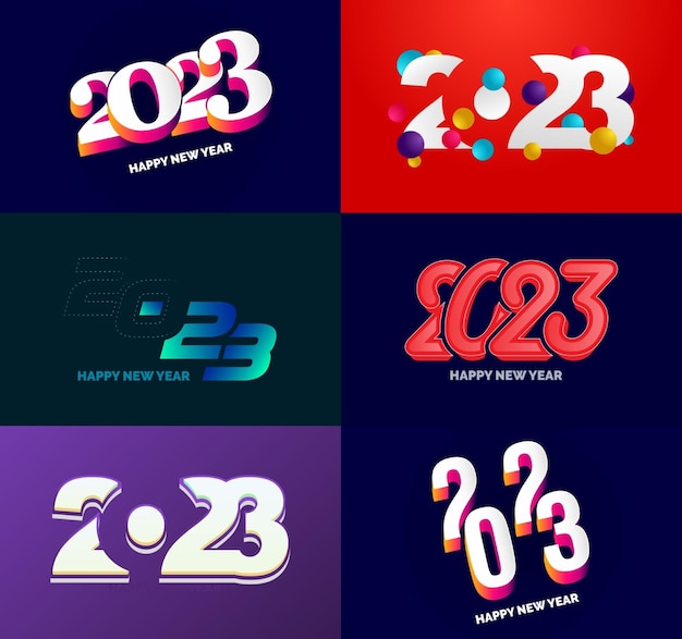 Big set of 2023 happy new year logo text design 2023 number design template vector new year illustration