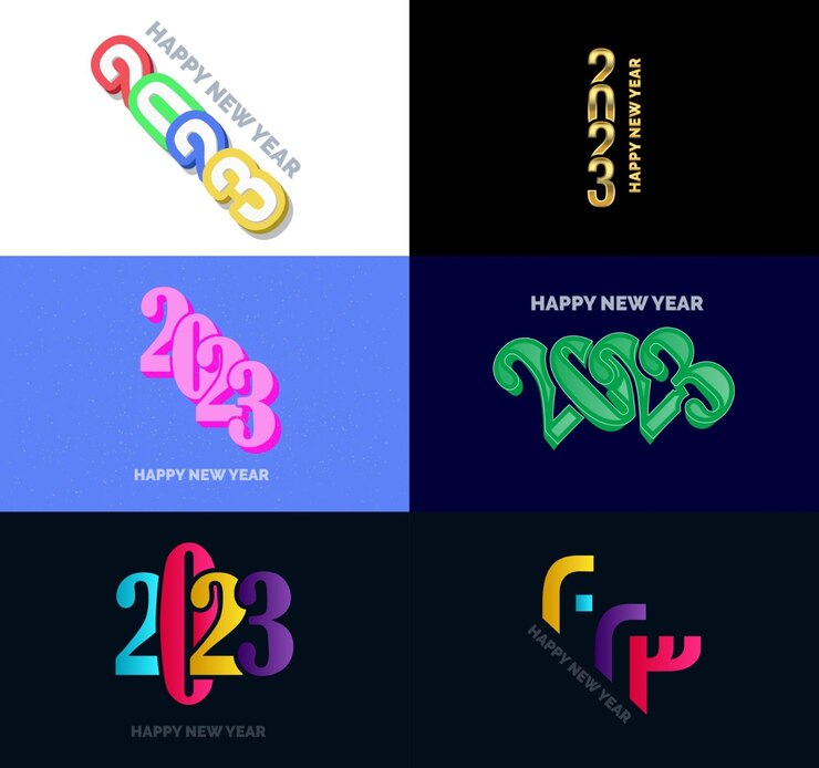 Free Vector big set of 2023 happy new year logo text design 2023 number design template vector new year illustration