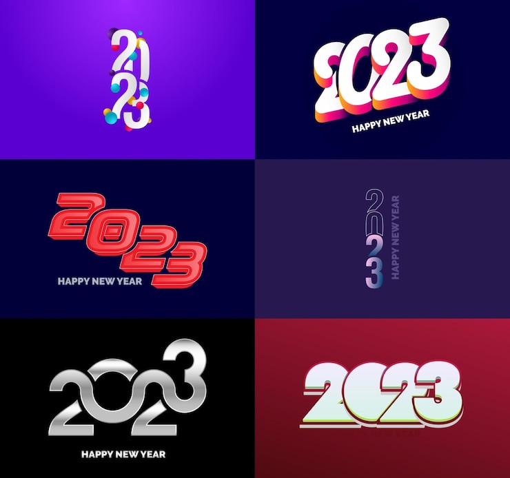 Free Vector big set of 2023 happy new year logo text design 2023 number design template vector new year illustration