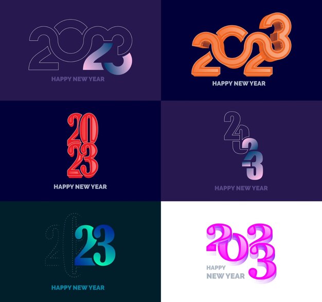 Большой набор 2023 С Новым годом дизайн текста логотипа 2023 номер шаблона векторной новогодней иллюстрации