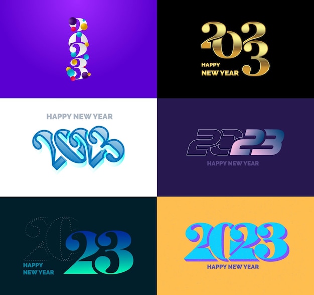 Vettore gratuito grande set di 2023 happy new year logo text design 2023 numero modello di progettazione vector new year illustration