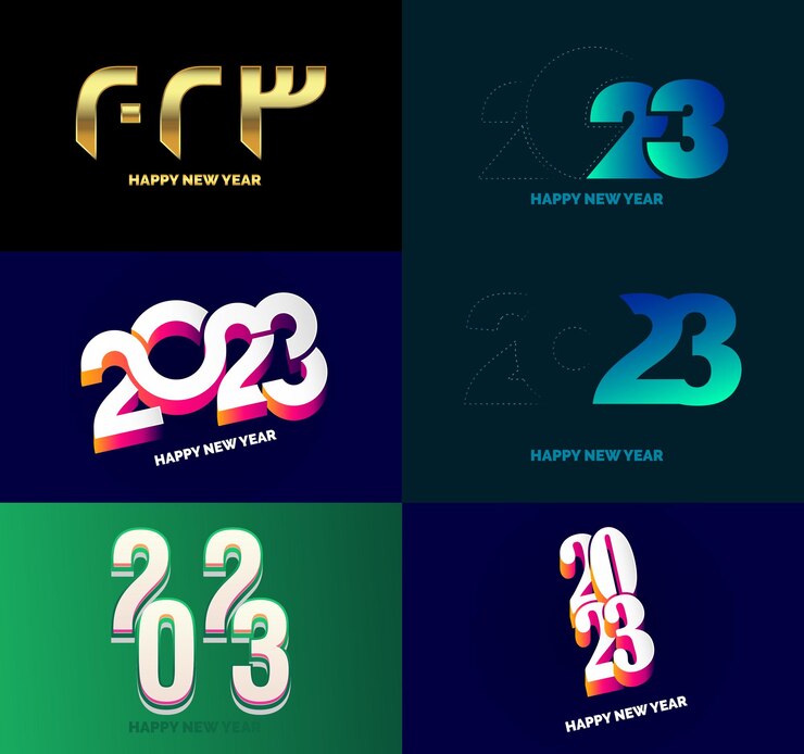 Free Vector big set of 2023 happy new year logo text design 2023 number design template vector new year illustration