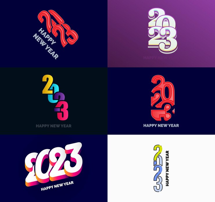 Free Vector big set of 2023 happy new year logo text design 2023 number design template vector new year illustration