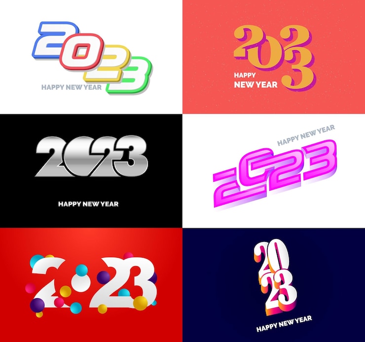 Free Vector big set of 2023 happy new year logo text design 2023 number design template vector new year illustration