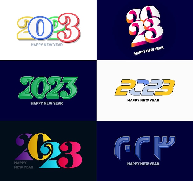 Free vector big set of 2023 happy new year logo text design 2023 number design template vector new year illustration