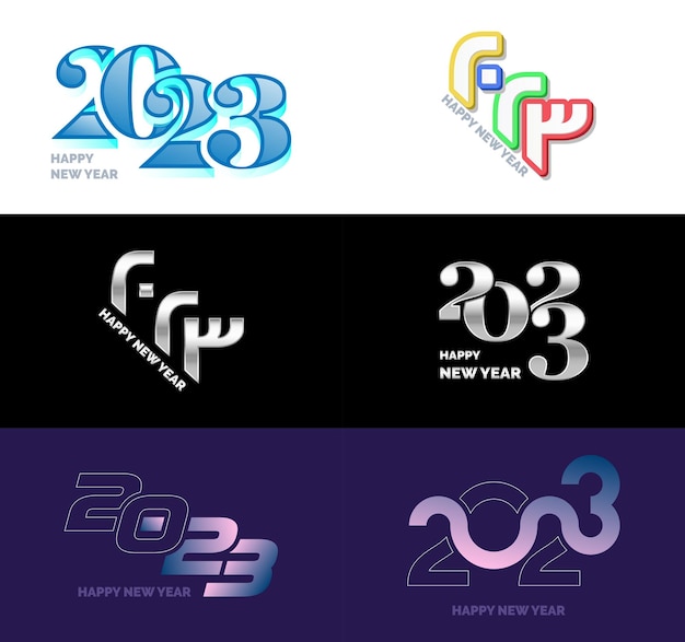 Free vector big set of 2023 happy new year logo text design 2023 number design template vector new year illustration