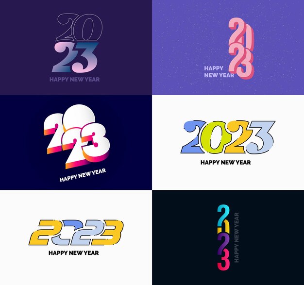 Big Set of 2023 Happy New Year logo text design 2023 number design template