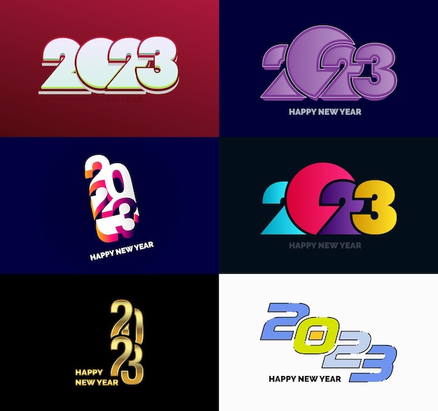 Vettore gratuito grande set di 2023 happy new year logo testo design 2023 numero modello di progettazione