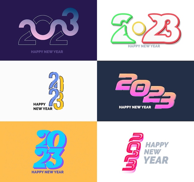 Big Set of 2023 Happy New Year logo text design 2023 number design template