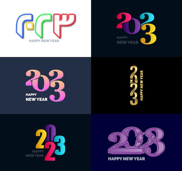 Big Set of 2023 Happy New Year logo text design 2023 number design template