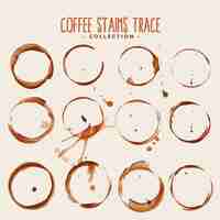 Free vector big set of coffee stain trace texture