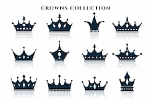 Free vector big set of crowns in different styles