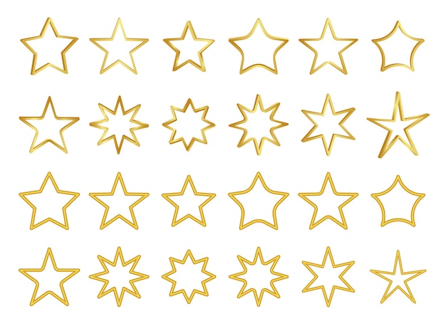 Big set of golden stars elements design