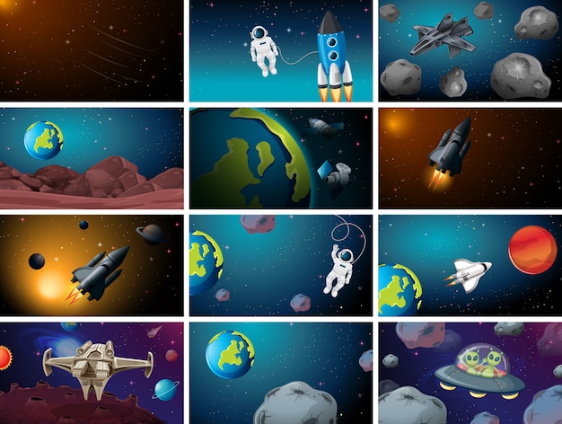 Big set of space scenes