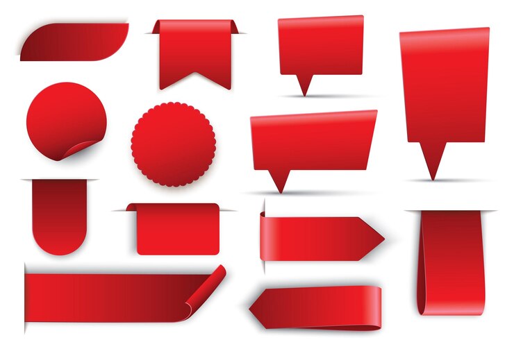Free Vector big set of vector red color of speech bubble shaped banners price tags stickers posters badges