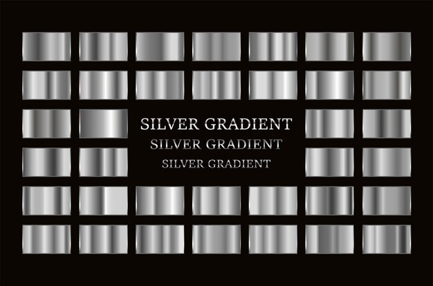 Big set of vector silver gradients samples. Sutable for text, flyers, typography, banners, ribbons a