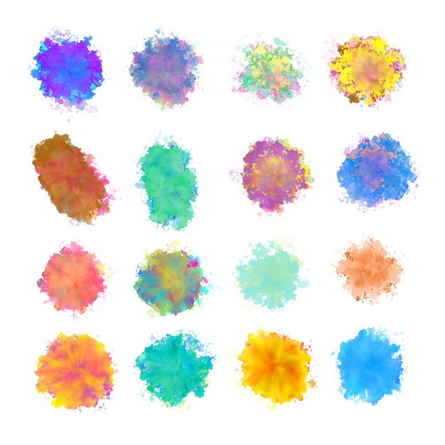 Free vector big set of watercolor stain splatter texture design