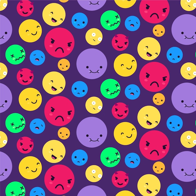 Free vector big and small emoticons pattern template