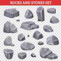 Free vector big and small gray rocks and stones