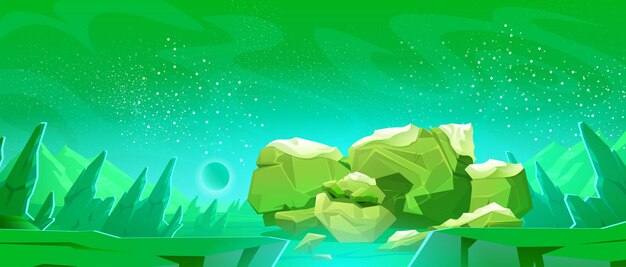 Free vector big stone golem sleeping on alien planet surface