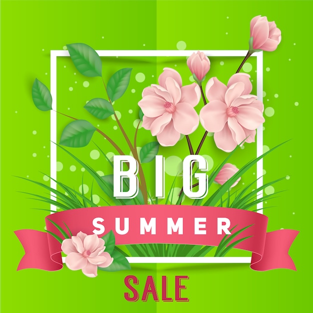Big summer sale green background