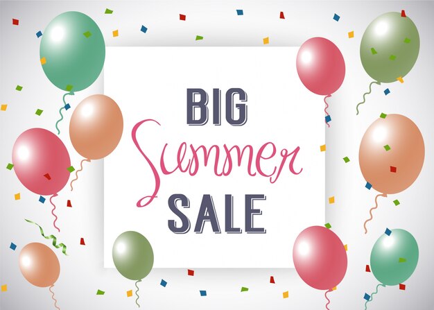 Free vector big summer sale with ballon background