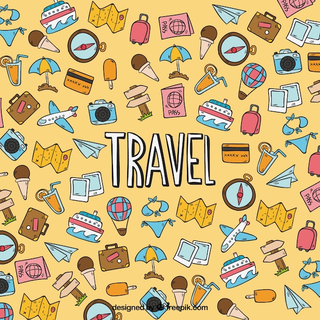 Free vector big travel elements background