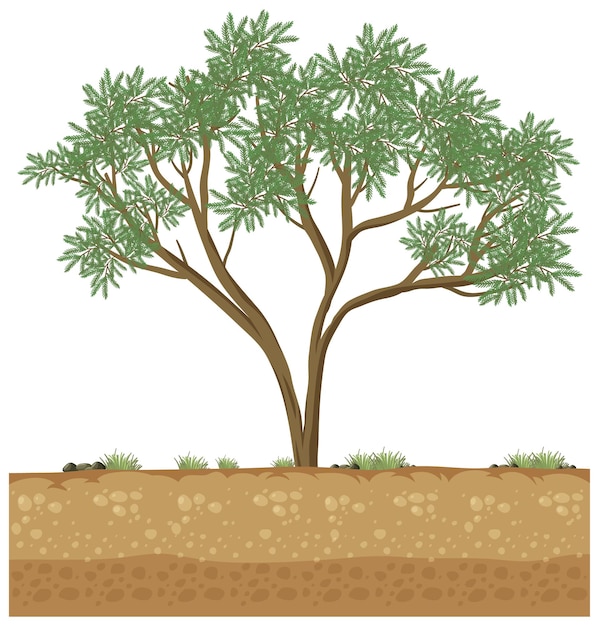 Big tree growing on solid soil