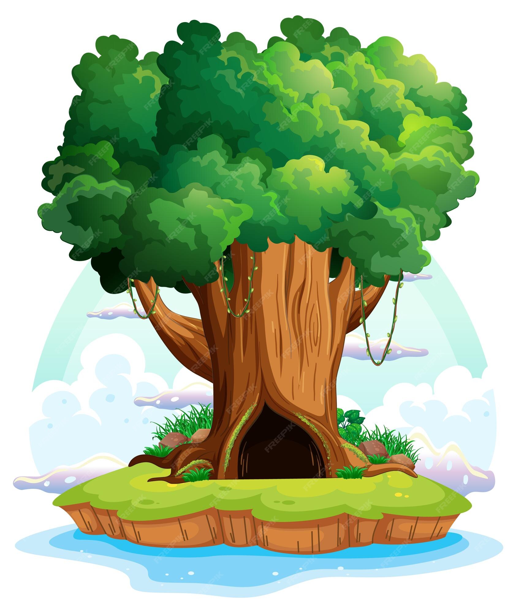 Free Vector | Big tree isolated cartoon