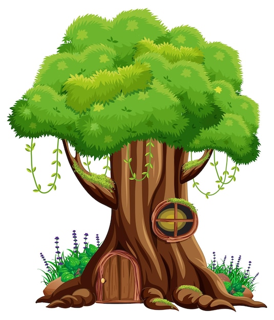 Free vector big tree isolated cartoon