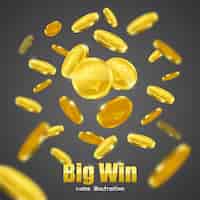 Free vector big win gold coins advertisement background poster