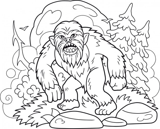 Premium Vector | Bigfoot coloring book