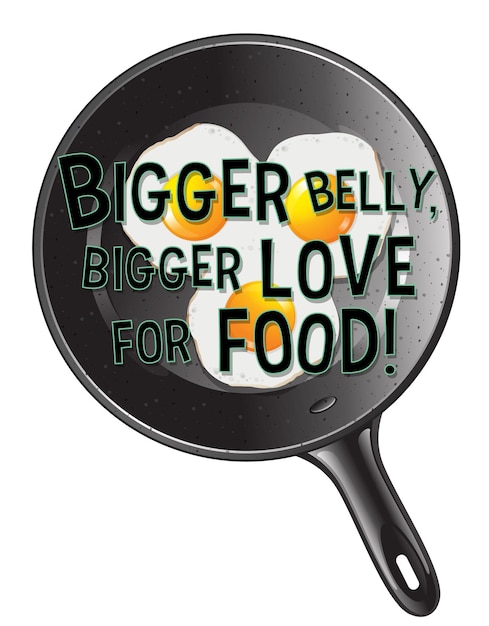 Free vector bigger belly bigger love for food icon