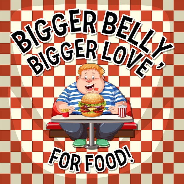 Free vector bigger belly bigger love for food icon