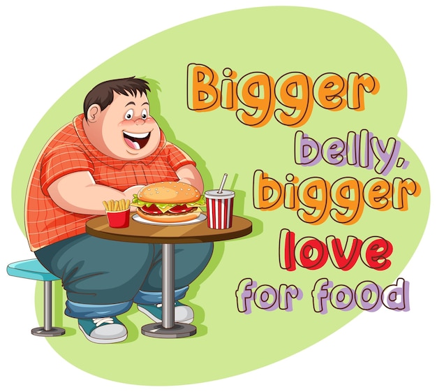 Free vector bigger belly bigger love for food icon