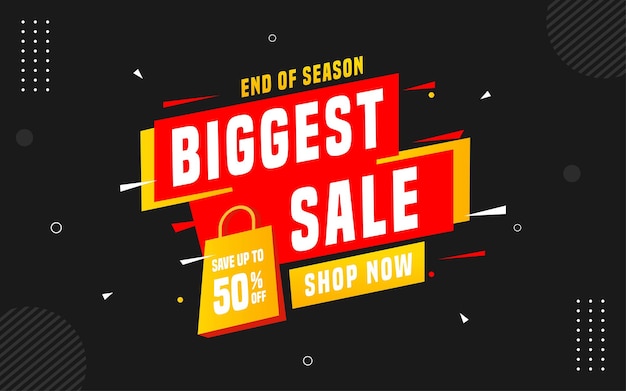 Biggest sale poster, sale banner design template with 3d editable text effect