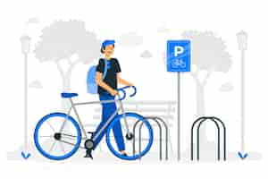 Vettore gratuito illustrazione del concetto di parcheggio bici