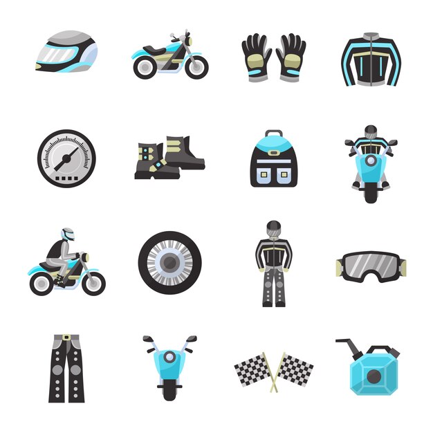 Bike Rider Flat Icons Set