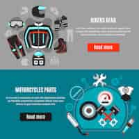 Free vector biker accessories horizontal banner set