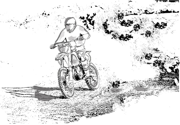 Free vector biker driving with fast speed extreme competition vector illustrations