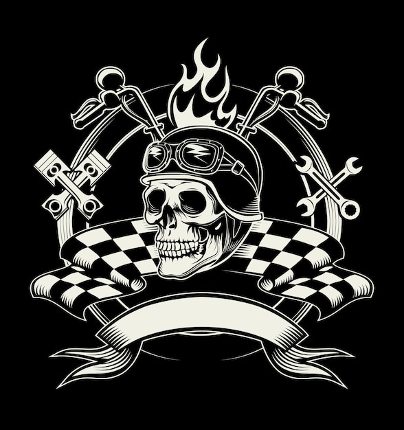 байкерская эмблема с черепом или мертвый мотогонщик